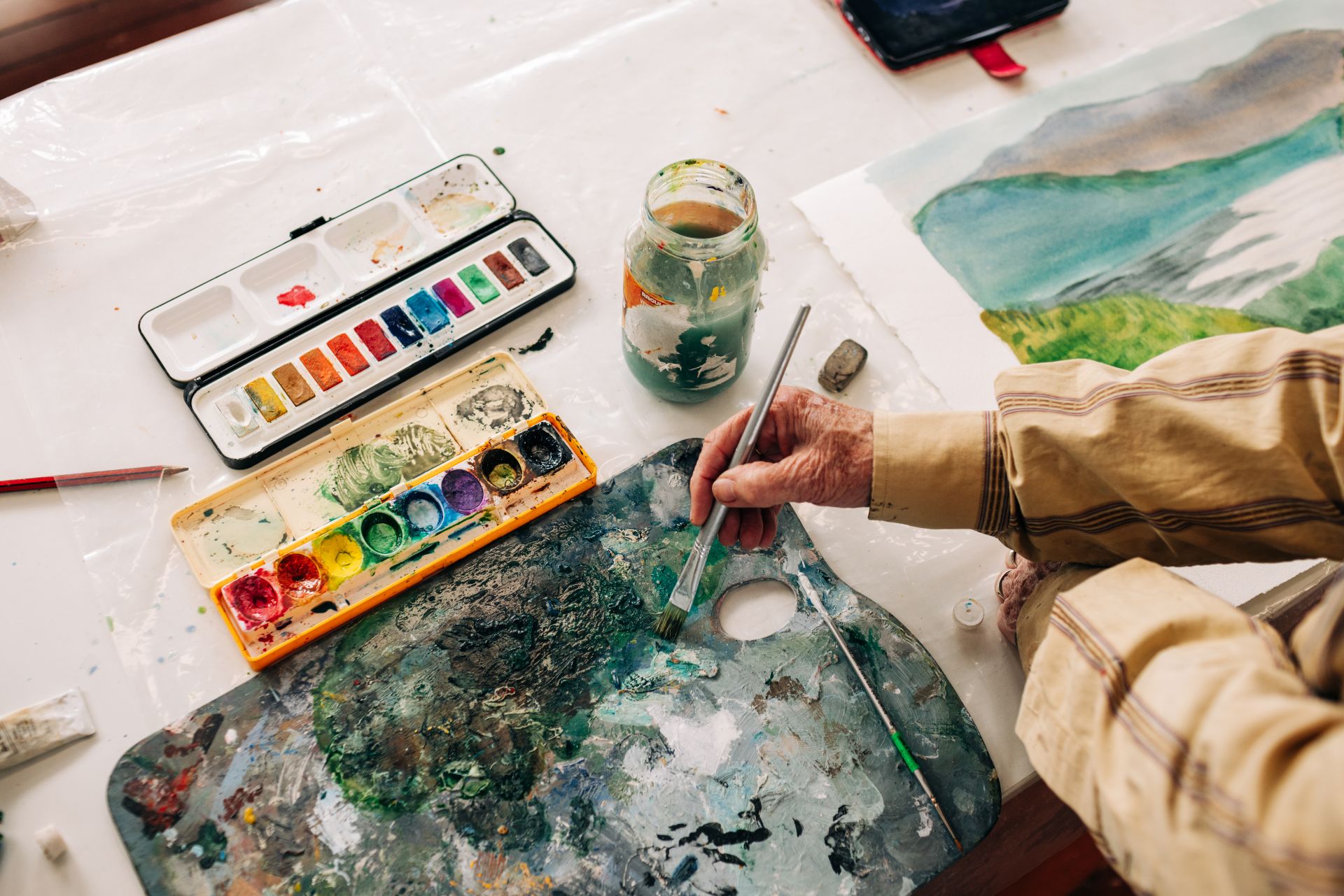 A person painting