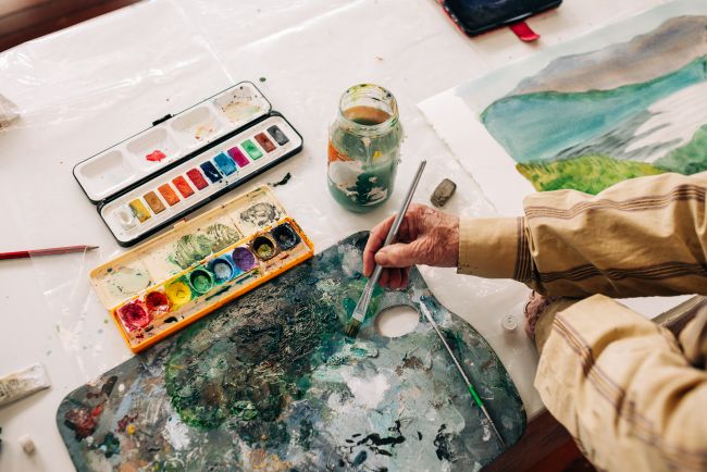A person painting