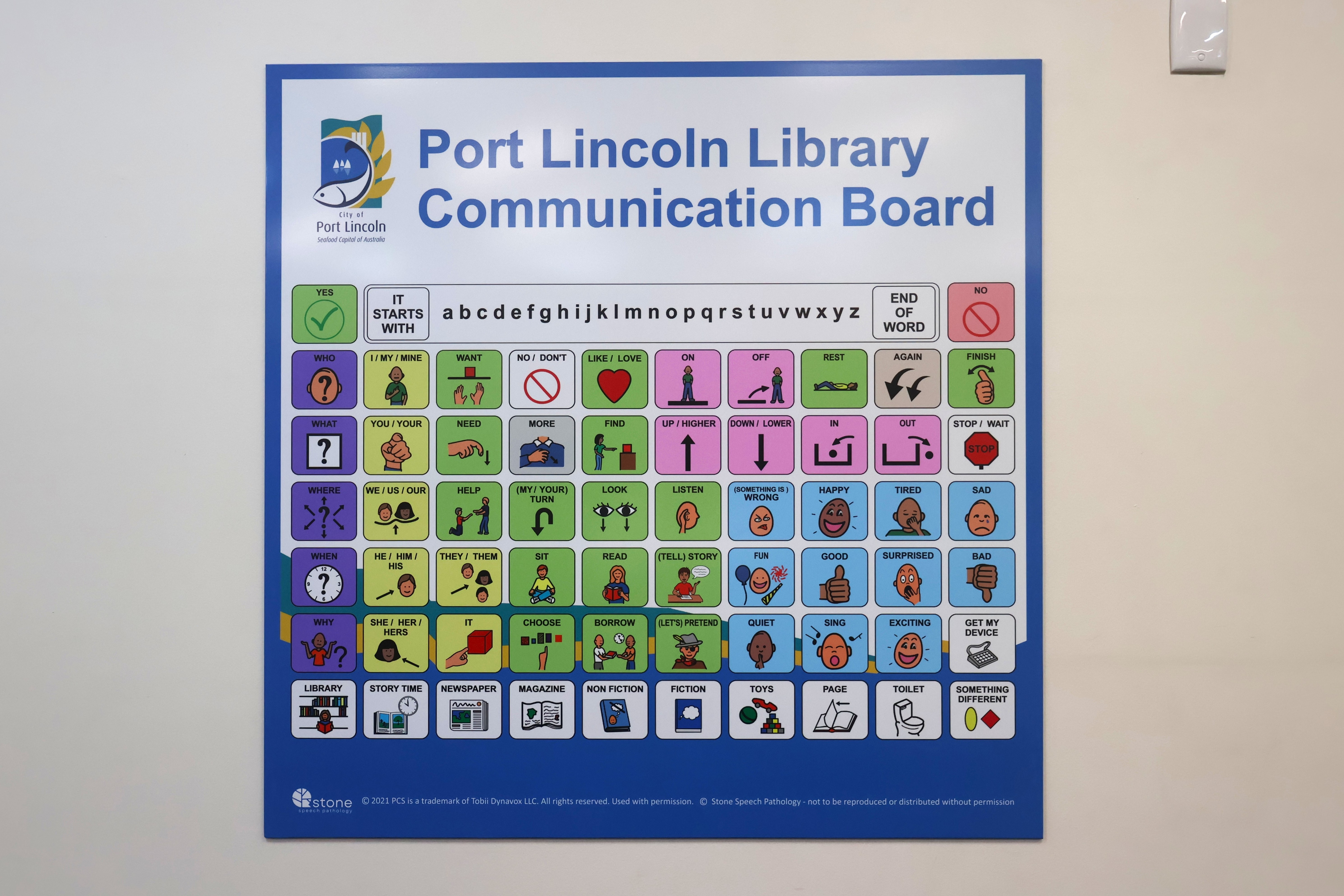 The new Communication Board installed at the Port Lincoln Library